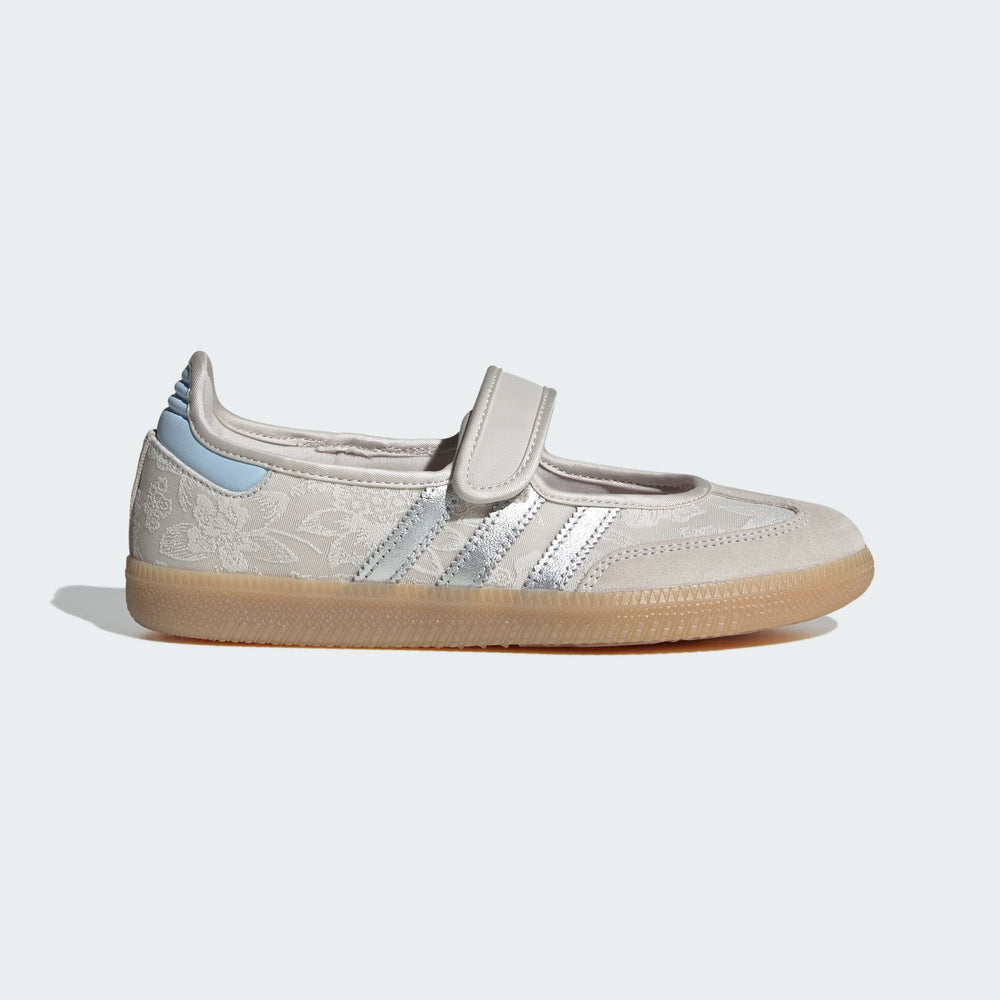 adidas Samba Jane i Perlehvid / Sølvmetallic / Kridhvid